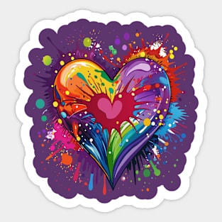 Colorful watercolor splash heart shape Sticker